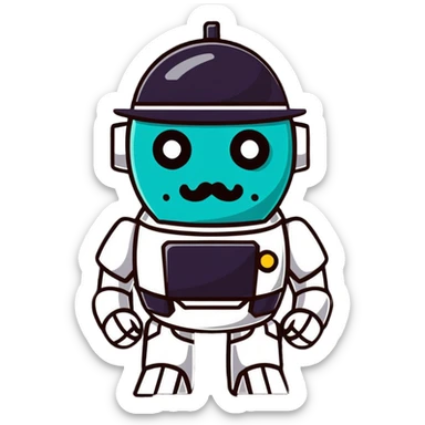 A robot detective with a beard is a nuclear physicist. sticker