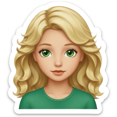 Pretty girl with wavy blonde hair, beige skin, and green eyes. sticker