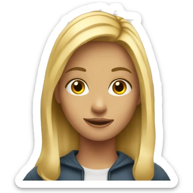 Blonde student in library sticker