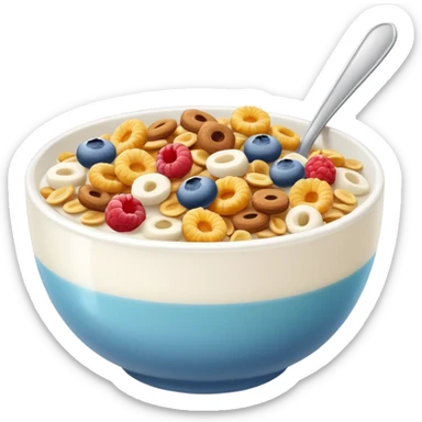 a bowl of cereal with milk, simple, clear sticker