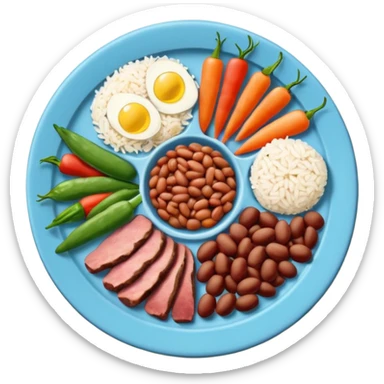 prato de comida dividido com legumes carne arroz e feijão sticker