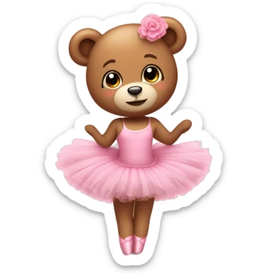 Cute fluffy teddy bear with pink ballerina tutu sticker