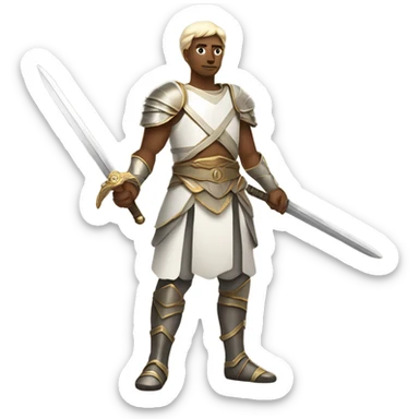 Warrior prince with white body, with sword on hand and full body  sticker