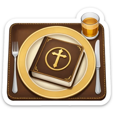 Make a plate of food, with cutlery beside it, and on top of the plate make a Bible. sticker