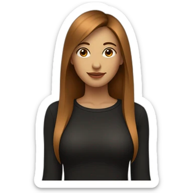 Femme au cheveux lisse marron et à la peau blanche qui porte un pull noir sticker