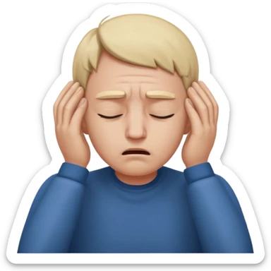 person covering ears with hands, in pain sticker