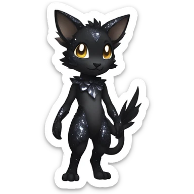 a anthro chibi-style black sparkle-Fakémon-hybrid full body sticker