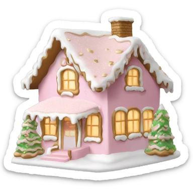 light pink and gold and white gingerbread house sticker