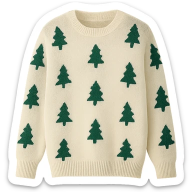 christmas jumper white with Christmas trees cozy look sticker