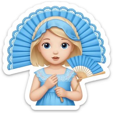 baby blue holding fan with lace sticker