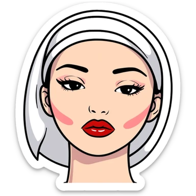 juicy pouty baddie lips with overlined matte lipstick sticker