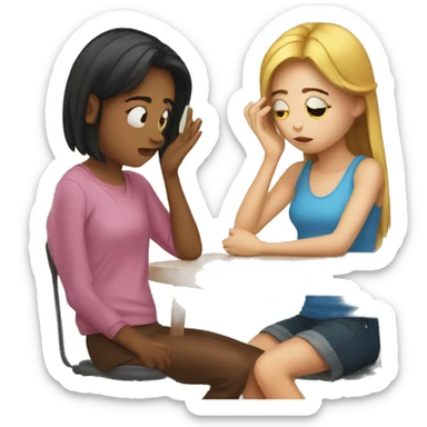 Girl ignoring her friend sticker