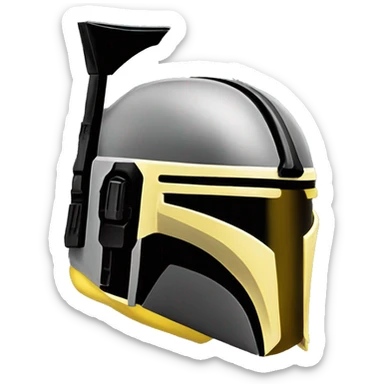 Mandalorian helmet black and yellow with antenna sticker