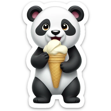 Panda eating ice cream sticker