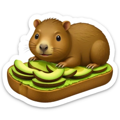 Capybara eating avocado toastc sticker