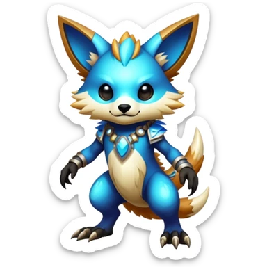 Shiny Epic Edgy Cute Colorful Vibrant Modern Vernid-Protogen-creature-animal, full body sticker