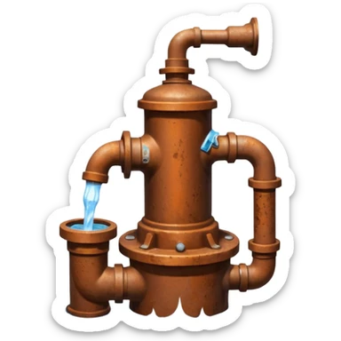 Ghibli style water pump with water pouring out of it sticker