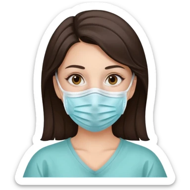 Surgical Face mask on a brunette girl  sticker