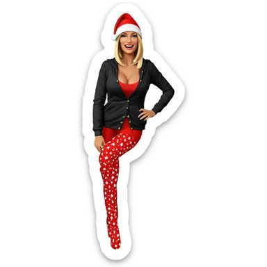 christmas girl in santa hat sticker
