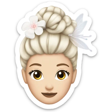 white fairy ballerina bun hair flower sticker