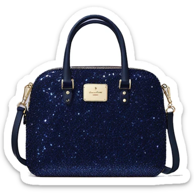 Realistic isolated navy blue glitter kate spade satchel purse.  sticker