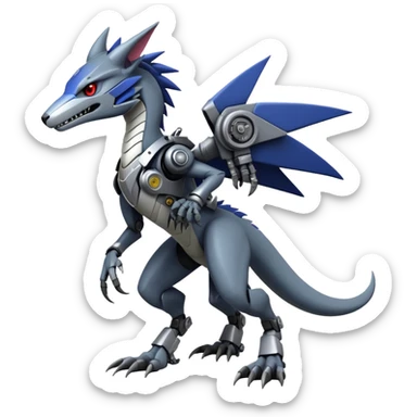 Full body Edgy Anthro Futuristic Mechanical Sergal-raptor-vernid sticker