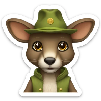 un kangourou avec un costume  sticker