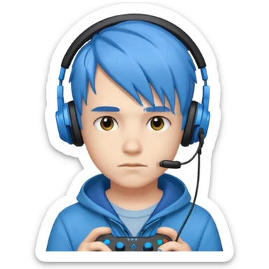 Boy gamer with headset, blue hair











 sticker