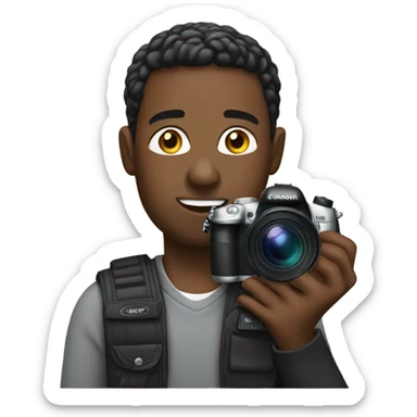 Black guy with canon camera  sticker
