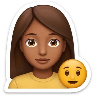 Create a emoji version of me with brown skin color, brown eyes and brown straight hair  sticker