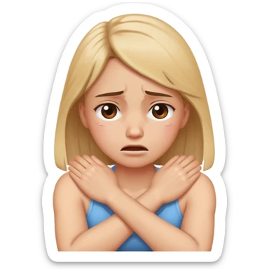 arms crossed holding neck crying girl sticker