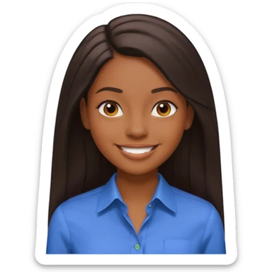 black girl working in colored formal shirt and long sleek hair sticker