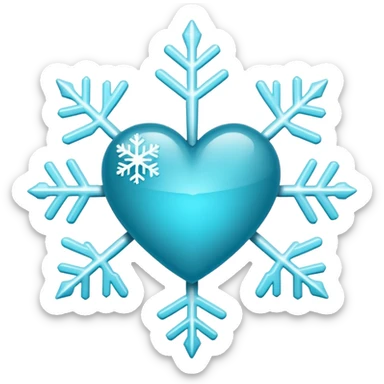 Cyan heart with white snowflake markings sticker