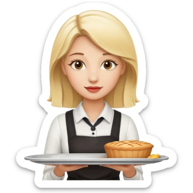 blonde Cafe waiter woman with tray sticker