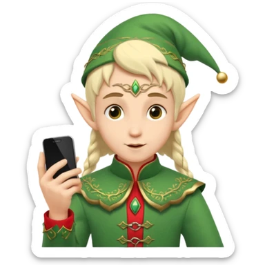 elf with russia custome dress and smartphone sticker