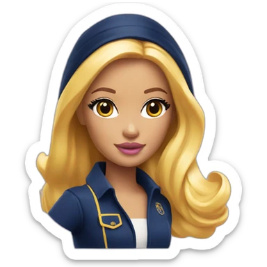 barbie girl with skin in navy blue color like avatar and rose-yellow hairs sticker