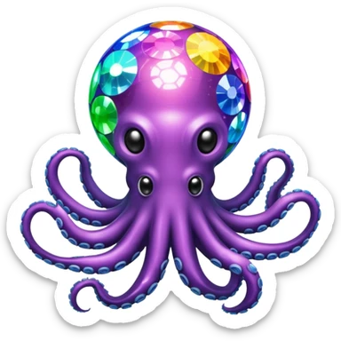 boule disco et poulpe sticker