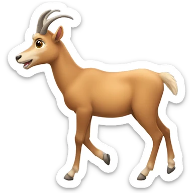 happy smiling brown chamois left hoof up sticker