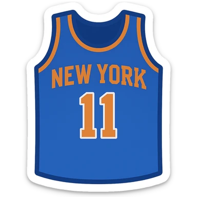 new york knicks basketball jersey featuring the number 11, google emoji style sticker