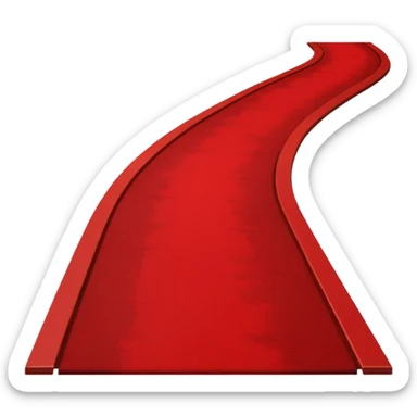Minimalist emoji-style sticker of a blood-red carpet shaped like a thick trail or drop, flat vector design, no shadows. sticker