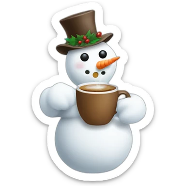 snowman drinking coffee sticker