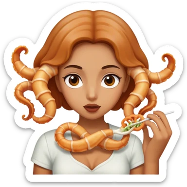 Make this girl eating calamari  sticker