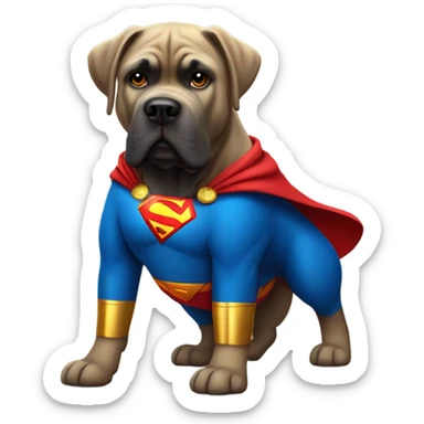  A Gold colored Cane Corso dressed as Superman. sticker