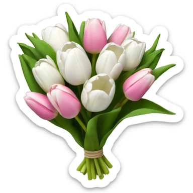 bouquet of fully white tulips and some fully pink tulips sticker
