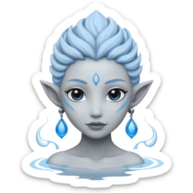 Genasi de agua dnd estilo blanco y negro dibujo sticker