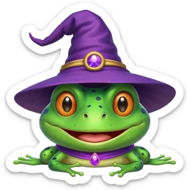 frog wear purple wicth hat sticker