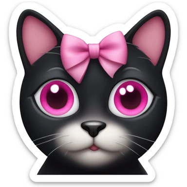 a black cat with a pink bow and pink hearts in her eyes sticker