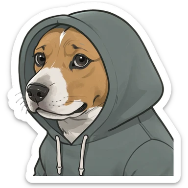 Dog wearing hoodie sticker