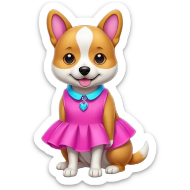 DOG wearring neon fashion dress sticker