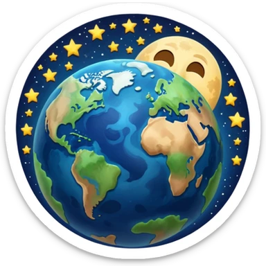 earth and the moon add stars make it less reallistic sticker
